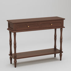 HLR 41" Mid Century Console Tables, Entryway Tables with 2 Drawers, 10 Mins Assembly, Brown
