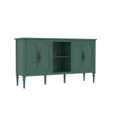 HLR 59" Mid Century Modern Storage Cabinet with Shelf, Vintage Large Sideboard Buffet Cabinet with 4 Doors, Green