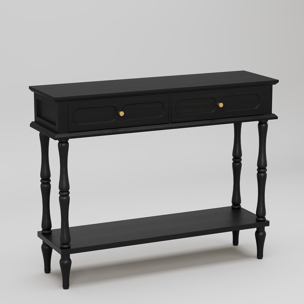 HLR 41" Mid Century Console Tables, Entryway Tables with 2 Drawers, 10 Mins Assembly, Black