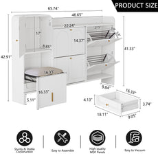 HLR® Modern Large Shoe Cabinet with 4 Flip Drawers