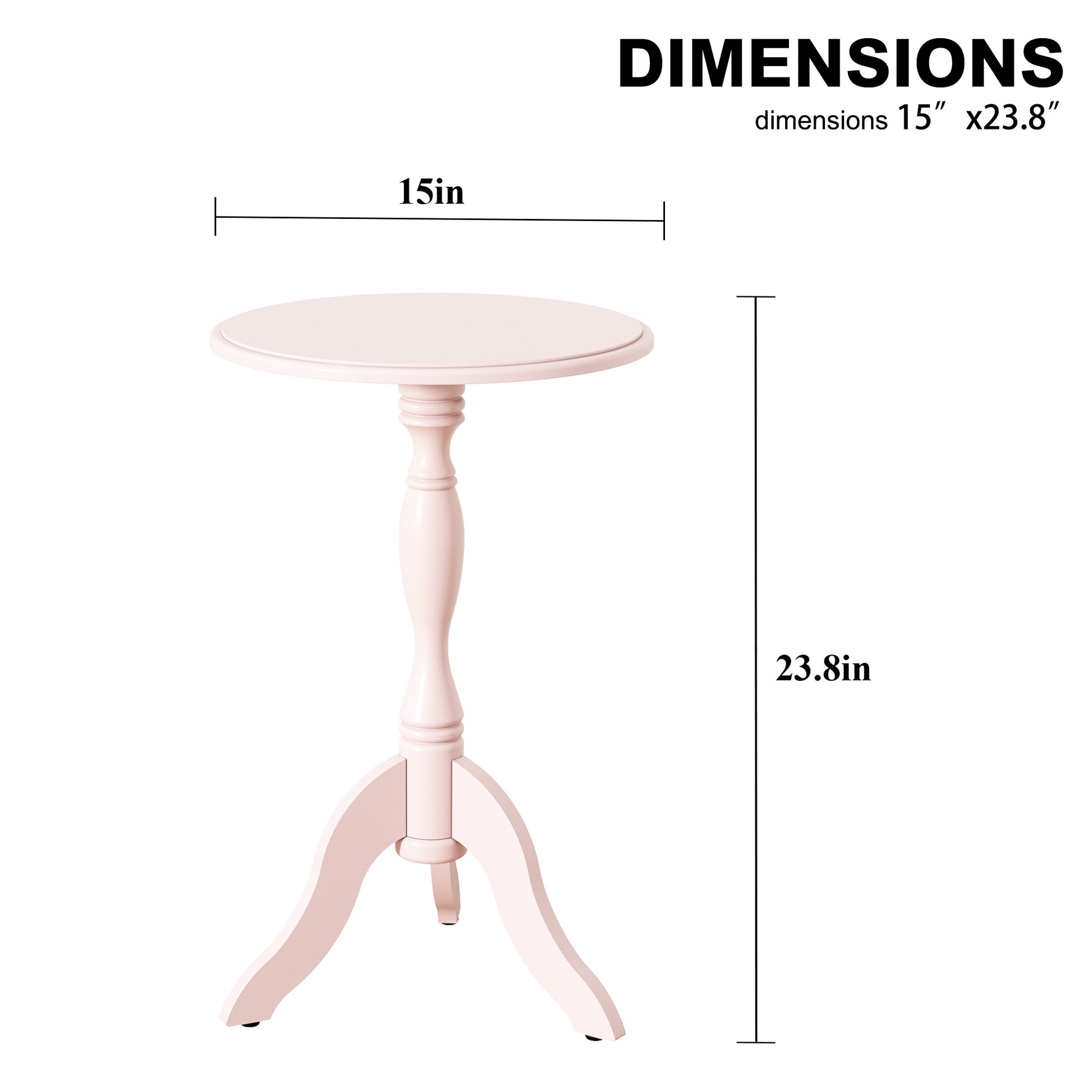 HLR Round Small End Table Set of 2, Wooden Pedestal Side Coffee Table, 2pcs Vintage Accent Nightstand for Living Room, Bedroom, Entryway, Pink