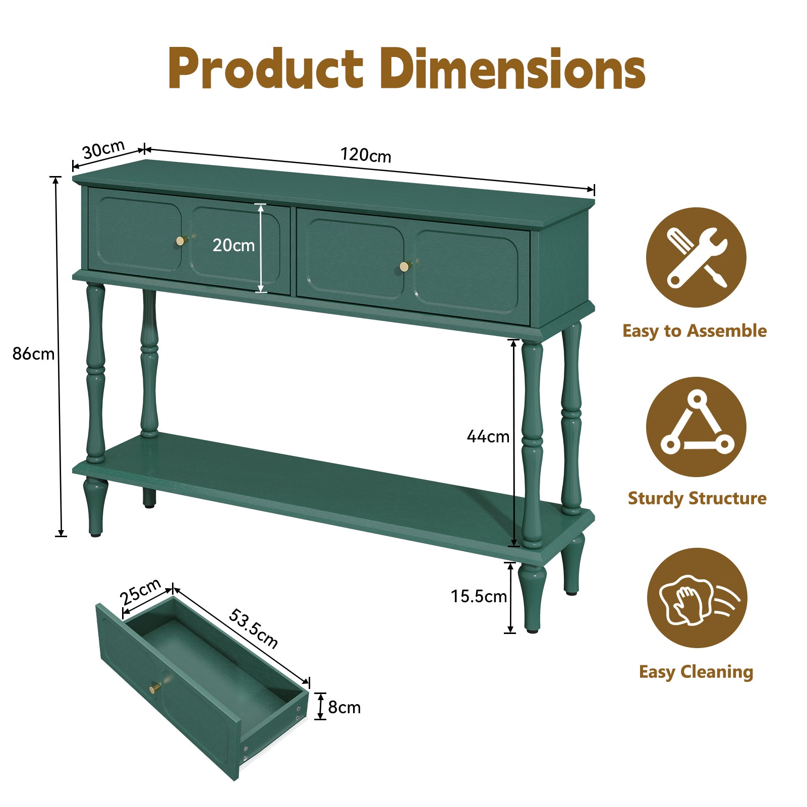 CBJCBJ 47" Mid-Century Console Tables, Entryway Table with Storage for Living Room, Hallway, Green