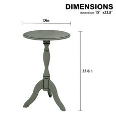 HLR Round Small End Table, Wooden Pedestal Side Coffee Tables, Vintage Accent Nightstand for Living Room, Bedroom, Entryway (2, Green)