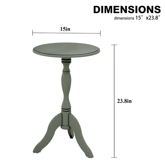 HLR Round Small End Table, Wooden Pedestal Side Coffee Tables, Vintage Accent Nightstand for Living Room, Bedroom, Entryway (2, Green)