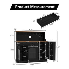 CBJCBJ 48“ Modern Wood Kitchen Pantry Cabinet with Coffee Bar, Drawer & Microwave Stand,Black