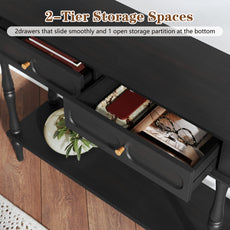 HLR 41" Mid Century Console Tables, Entryway Tables with 2 Drawers, 10 Mins Assembly, Black