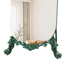 CBJCBJ Retro Carved Frameless Full-Length Mirror, High-Definition Explosion-Proof Bedroom Dressing Mirror,Green