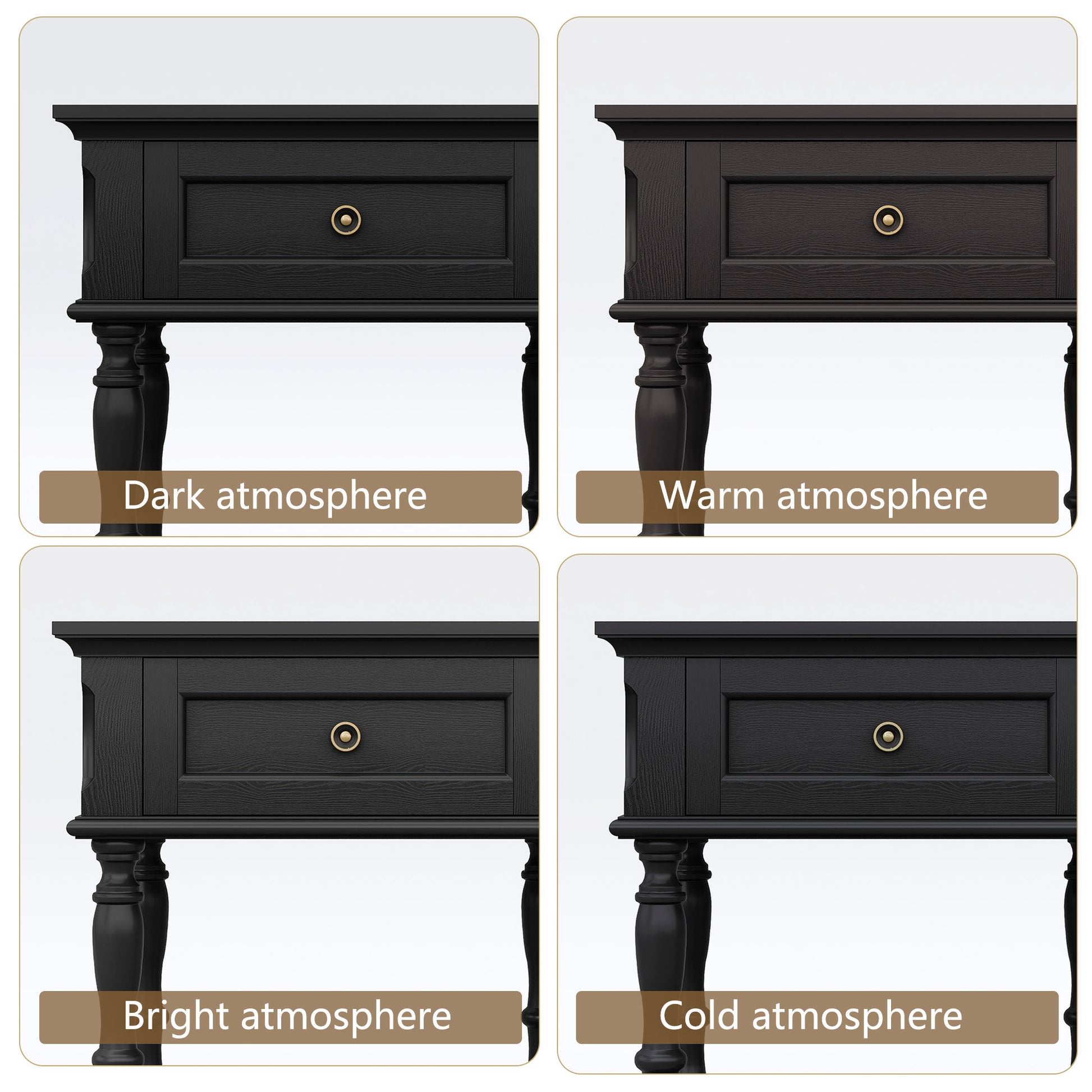 HLR 25" Mid Century Nightstand Set of 2, Assembled Wood Bedroom End Table with Drawers & Shelves