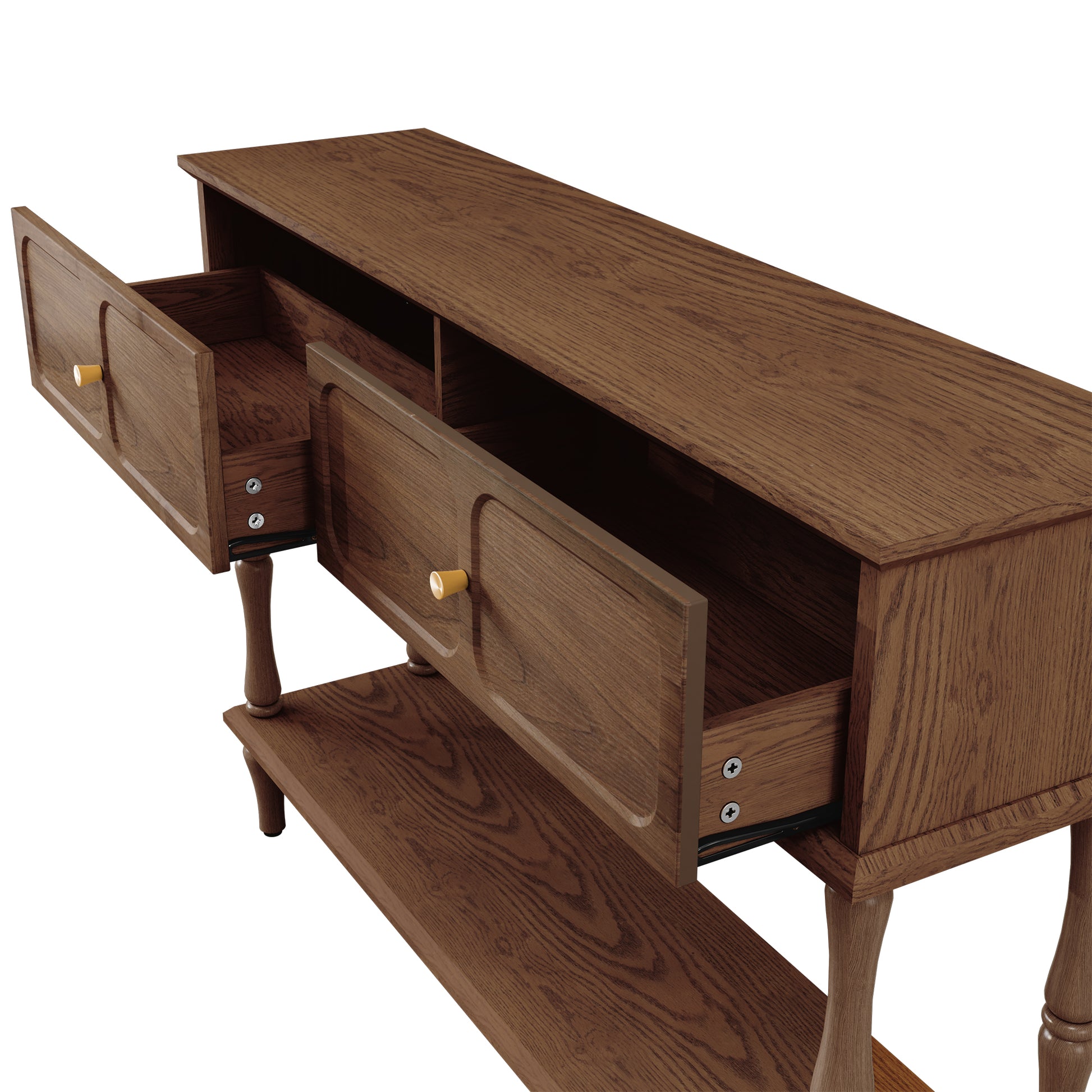 HLR 47" Mid Century Console Table, Aged Finish Entryway Table with Storage Shelf for Hallway, Brown