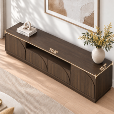 HLR Farmhouse 70" TV Stand for TVs up to 80", Entertainment Center with Storage Doors and Drawers, Gray