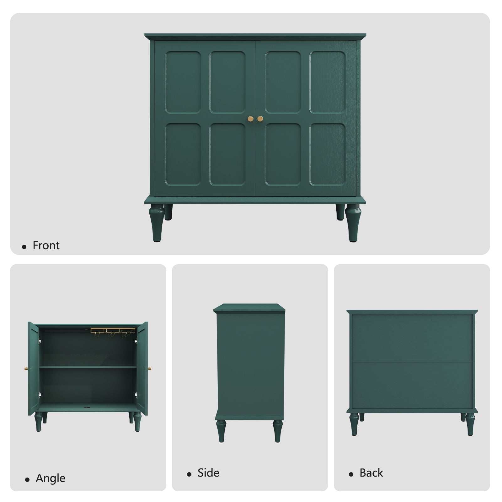 CBJCBJ 31.4"Mid Century Modern Sideboard Buffet Cabinet , Storage Cabinet with Adjustable Shelves, Accent Cabinet for Entryway, Dining Room,Green