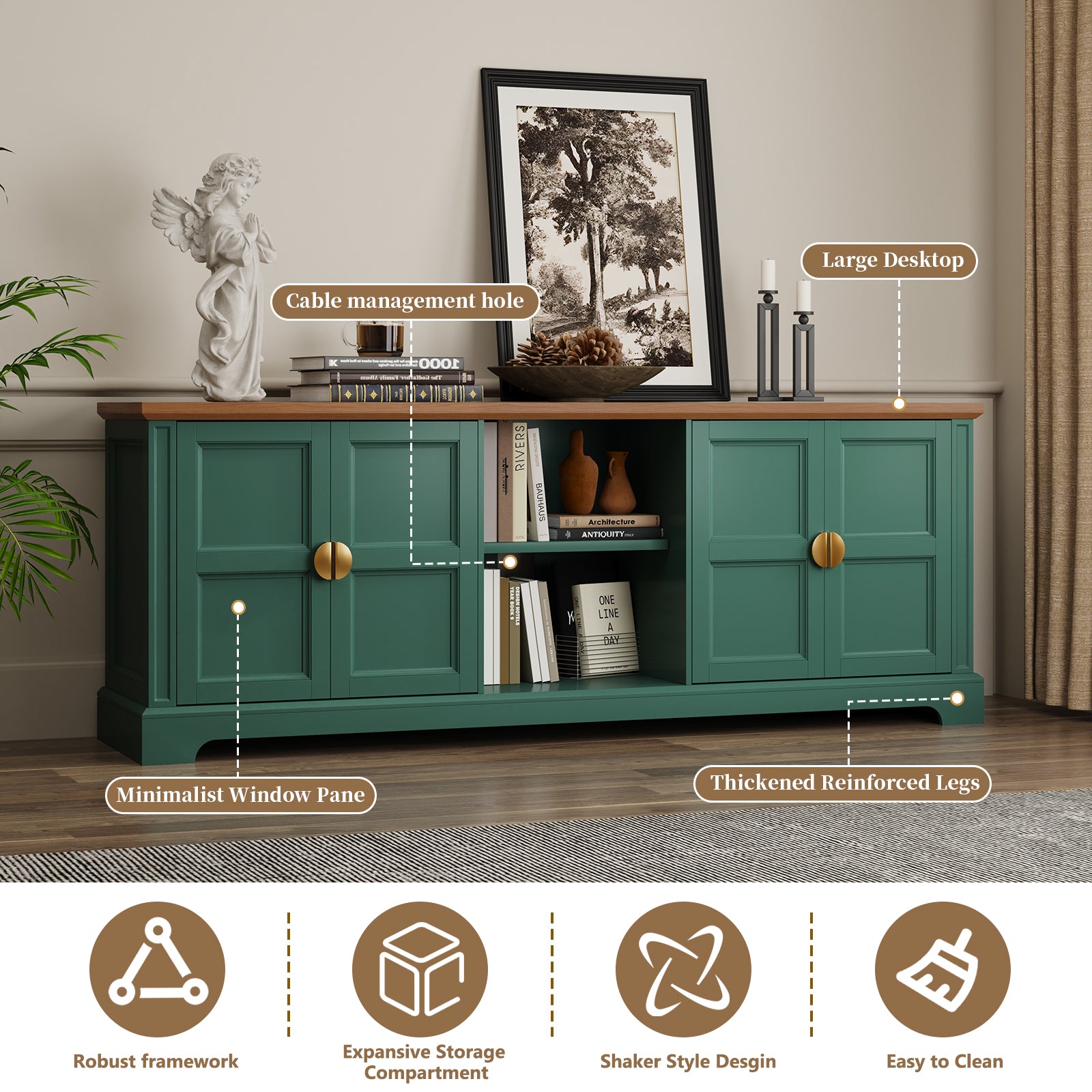 CBJCBJ Mid Century 67" TV Stand for TVs up to 75", Entertainment Center with Storage for Living Room