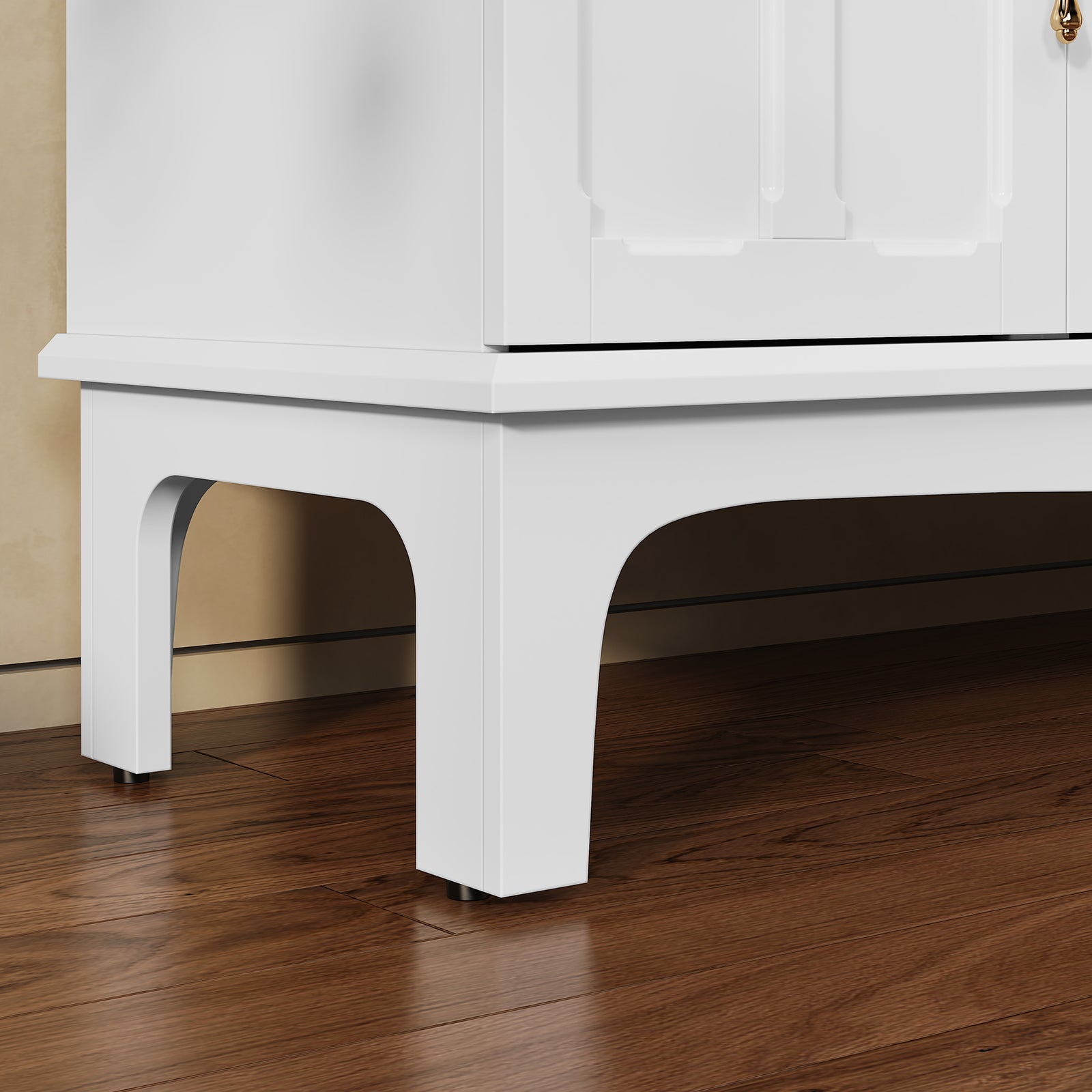 HLR Modern 67" TV Stand, for TVs up to 75", Entertainment Center with Curved Base for Living Room, White