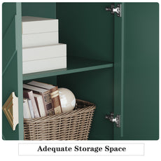 HLR 58" Modern Accent Sideboard Cabinet, 4 Doors, Adjustable Shelves, Fluted Storage Cabinet, Green