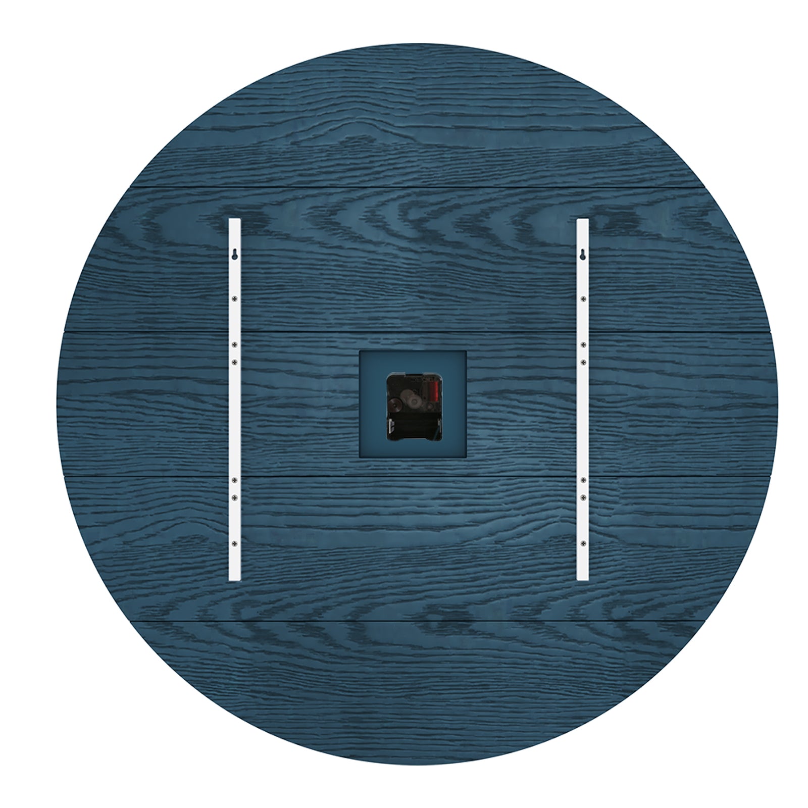 HLR 35.5” Farmhouse Large Shiplap Round Wall Clock with Roman Numeral for Living Room Decor, Navy Blue