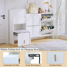 HLR® Modern Large Shoe Cabinet with 4 Flip Drawers