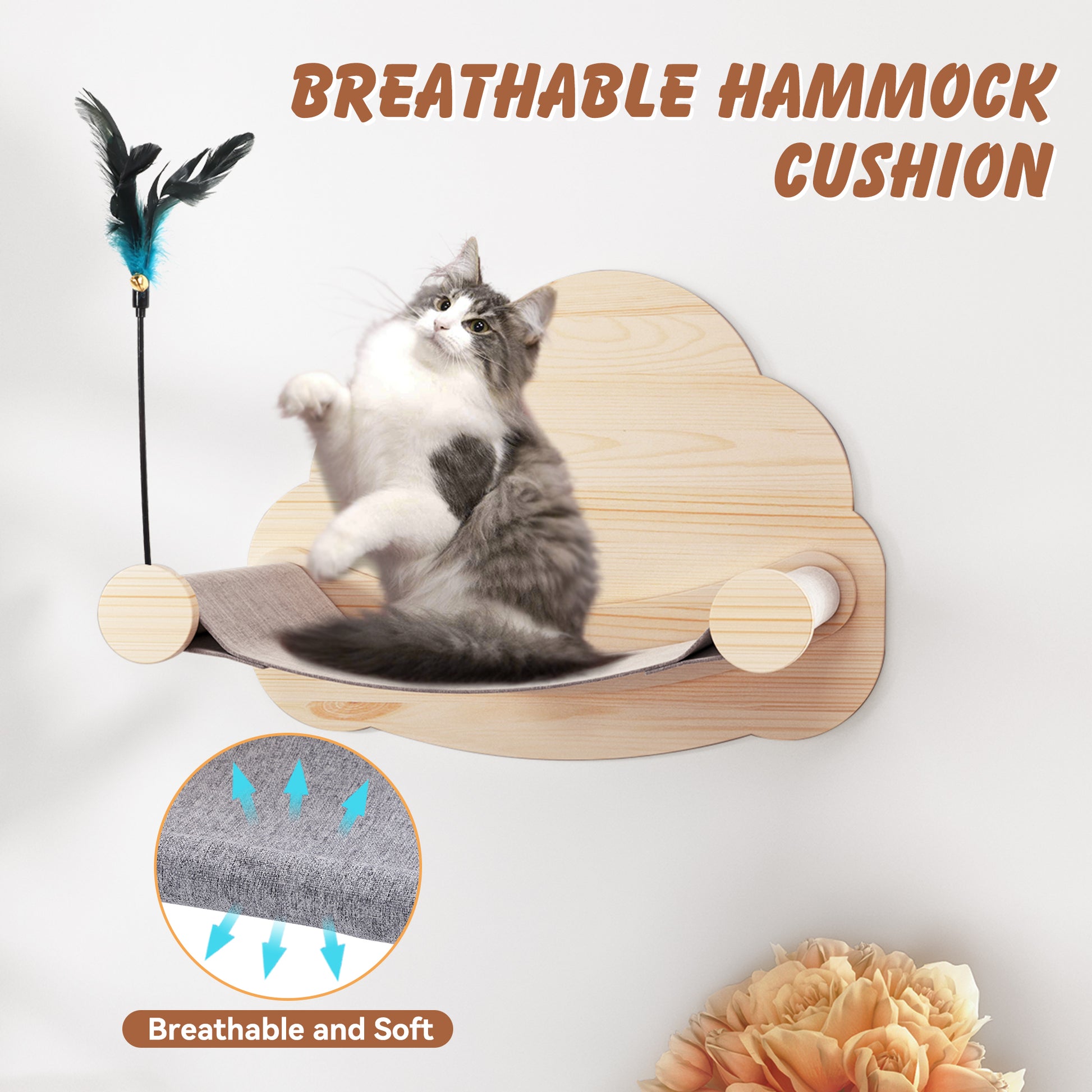 CBJCBJ Solid Wood Cat Wall Mounts Shelves Perches, Sleeping Playing Lounging Climbing Wall-mounted Cat Tree House for Cat