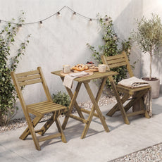HLR 3-Piece Folding Bistro Table and Chairs Set, Outdoor Patio Solid Wood Furniture Sets with Table Outdoor Garden, Brown