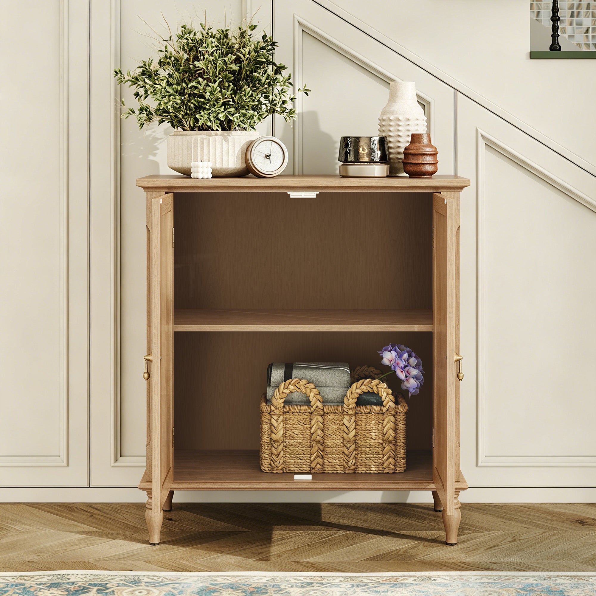CBJCBJ Retro 34" Sideboard Buffet Cabinet with Storage, Accent Cabinet for Dining Room, Living Room,Wood