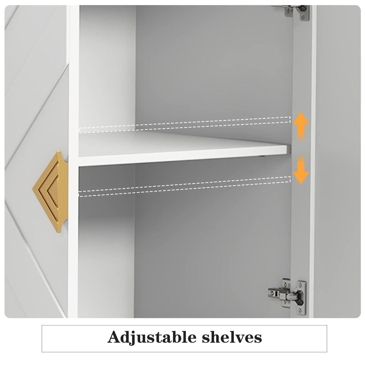 HLR 58" Modern Accent Sideboard Cabinet, 4 Doors, Adjustable Shelves, Fluted Storage Cabinet, White