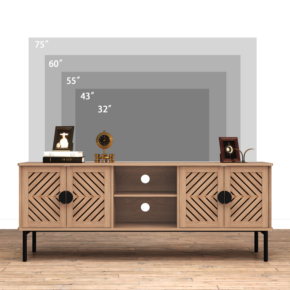 CBJCBJ Modern Mid Century 63" TV Stand for 70" TV with Storage, Entertainment Center for Living Room,Wood