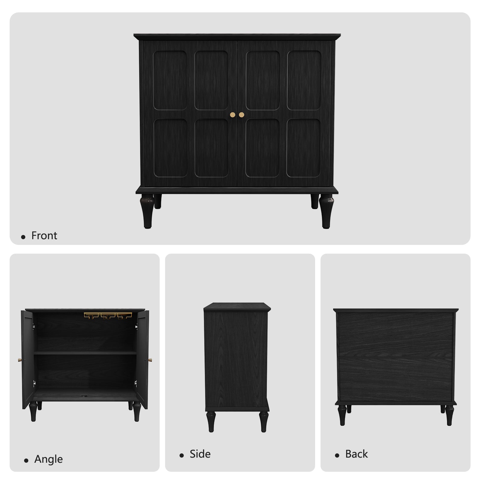 CBJCBJ 31.4"Mid Century Modern Sideboard Buffet Cabinet , Storage Cabinet with Adjustable Shelves, Accent Cabinet for Entryway, Dining Room, Black