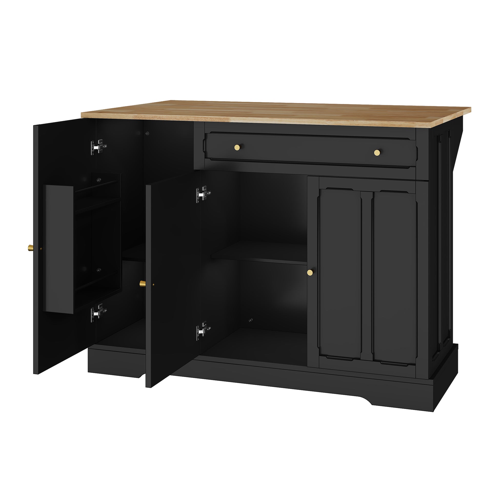 CBJCBJ 47.2" Modern Rolling Kitchen Island with Drop Leaf, Kitchen Cart with Storage