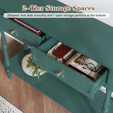 HLR 41" Mid Century Console Tables, Entryway Tables with 2 Drawers, 10 Mins Assembly, Green