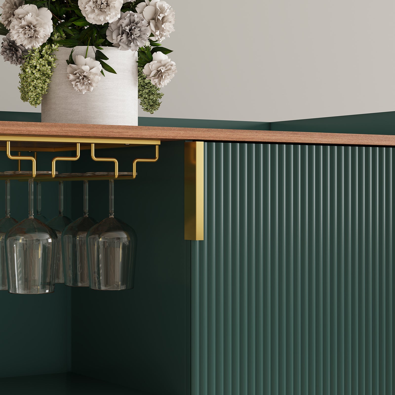 HLR 47.2" Coffee Wine Bar Cabinet with 2 Door, Modern Buffet Sideboard Table for Dining Room, Green