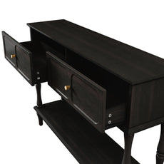 HLR 47" Mid Century Console Table, Aged Finish Entryway Table with Storage Shelf for Hallway, Black
