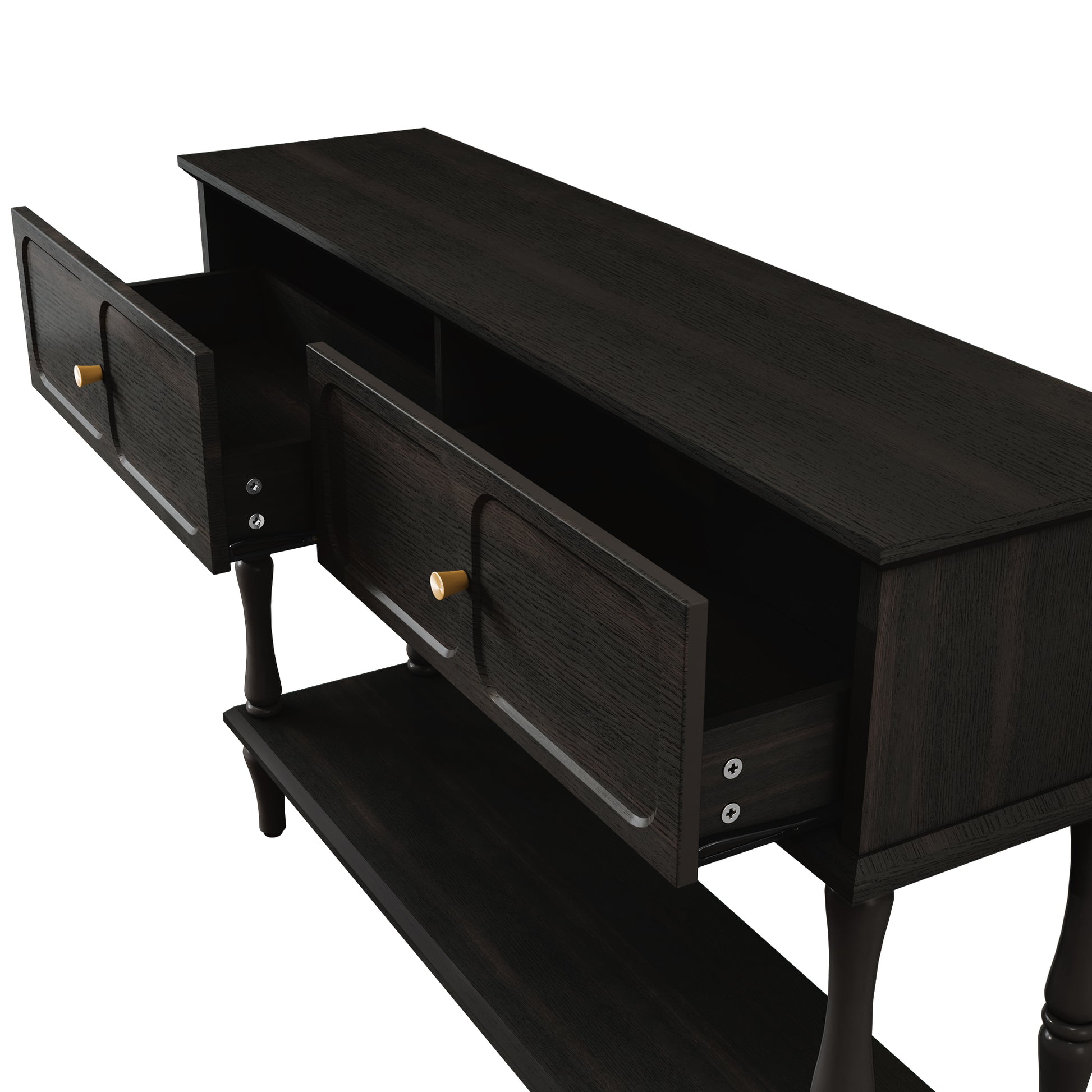 HLR 47" Mid Century Console Table, Aged Finish Entryway Table with Storage Shelf for Hallway, Black