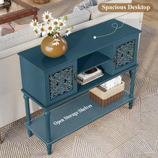 CBJCBJ 42'' Modern Retro Console Table, Entryway Table with Open Storage Shelf , for Living Room,Blue