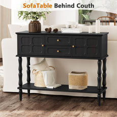 HLR Modern 42.1" Consoles Table, Entryway Table with Storage Shelf Quick Assembly for Living Room, Black