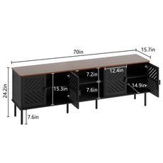 HLR Mid Century Modern 70" Large TV Stand for 80 Inch TV, Entertainment Center with Storage, Black