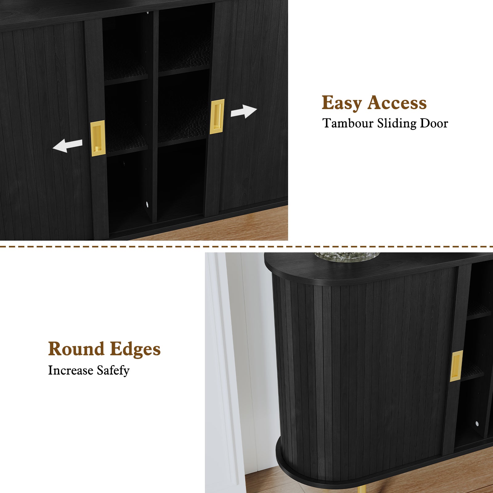 CBJCBJ 47" Sideboard Buffet Cabinet with Storage, Modern Accent Cabinet for Dining Room,Black