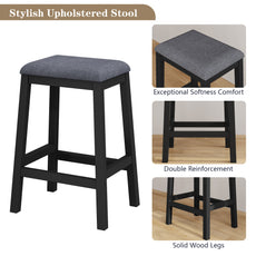 HLR Farmhouse Dining Table Set for 2, Small Kitchen Table Chairs Set of 2 with Tufted for Apartment, Black