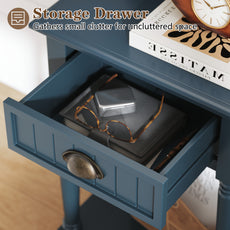 CBJCBJ 26.8"H Retro Nightstands Set of 2, Side Table with Drawers and Open Shelves, for Bedrooms and Sofas,Blue