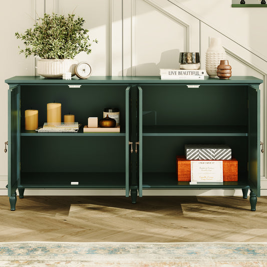 CBJCBJ 58" Retro Sideboard Buffet Cabinet with Storage, Accent Cabinet for Kitchen, Living Room,Green
