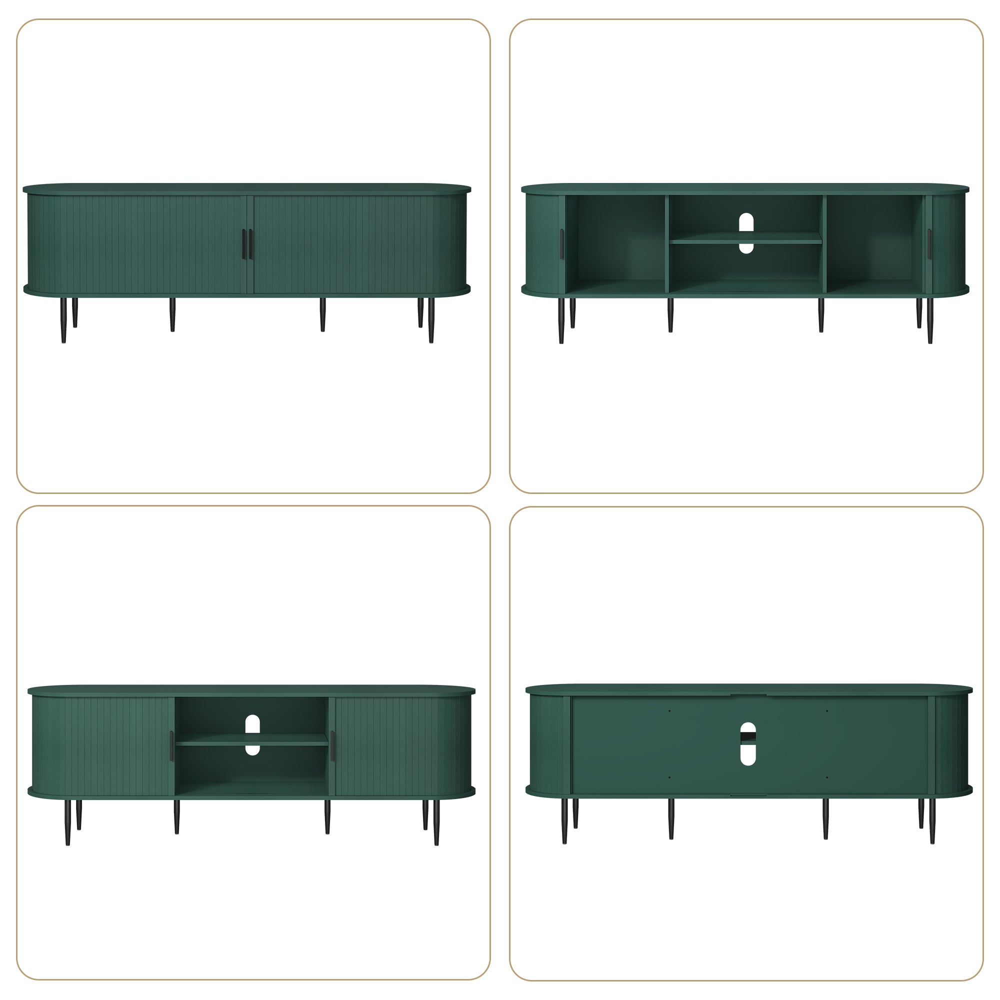 HLR 70" Modern Tambour Door TV Stand up to 80" TVs, Entertainment Center with Storage, Fluted Television Consoles for Living Room,Green