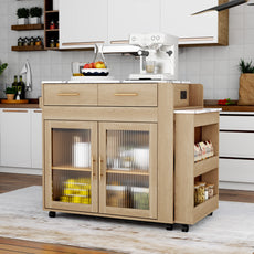CBJCBJ Kitchen Island with Storage | Expandable Retractable on Wheels 71.65