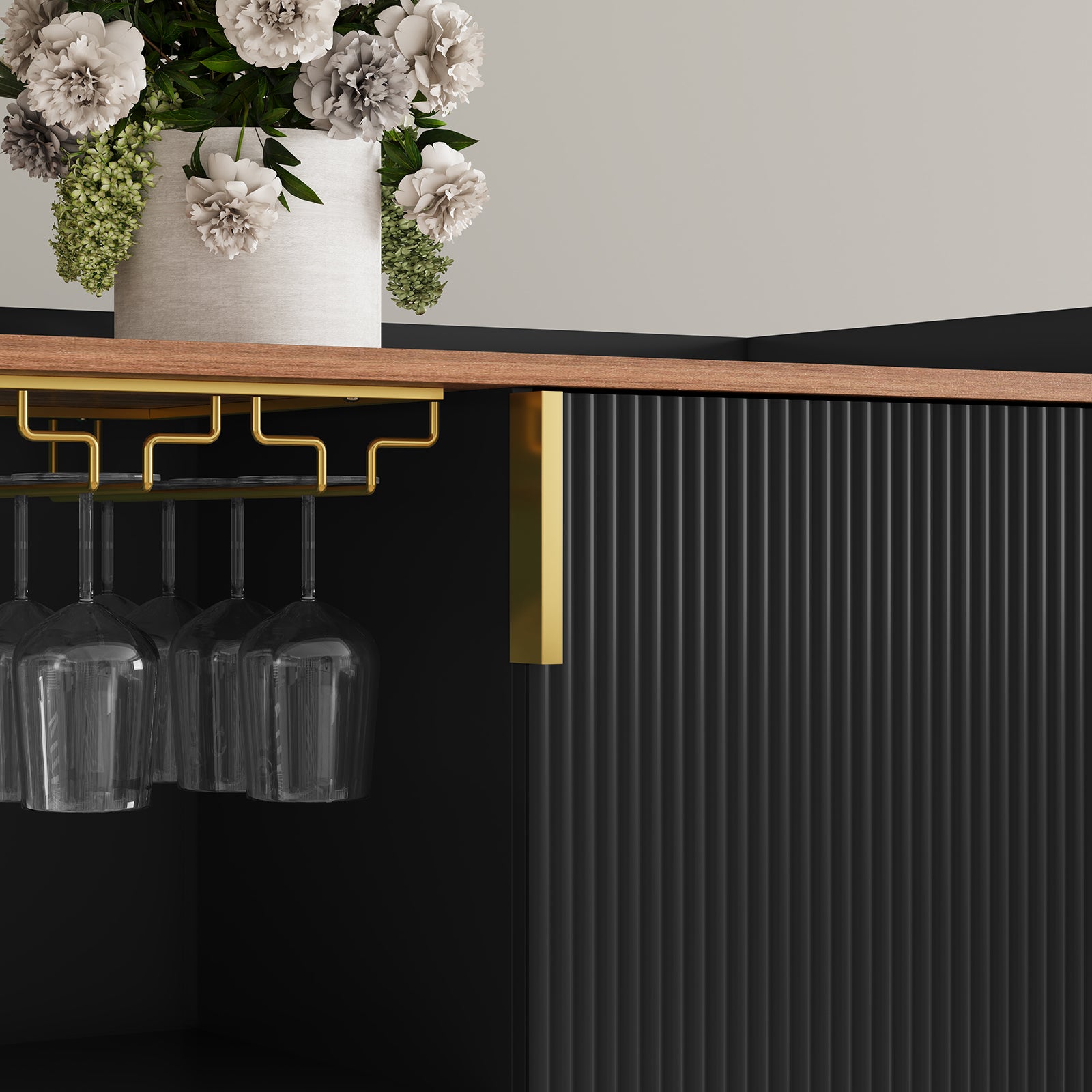 CBJCBJ 47" Modern Storage Wine Bar Cabinet with Cup Holder and Wine Rack for Dining