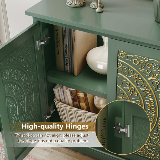 CBJCBJ 31.5" Kitchen Sideboard Buffet Cabinet with 2 Door Storage, Mid-Century Accent Cabinet for Living Room,Green