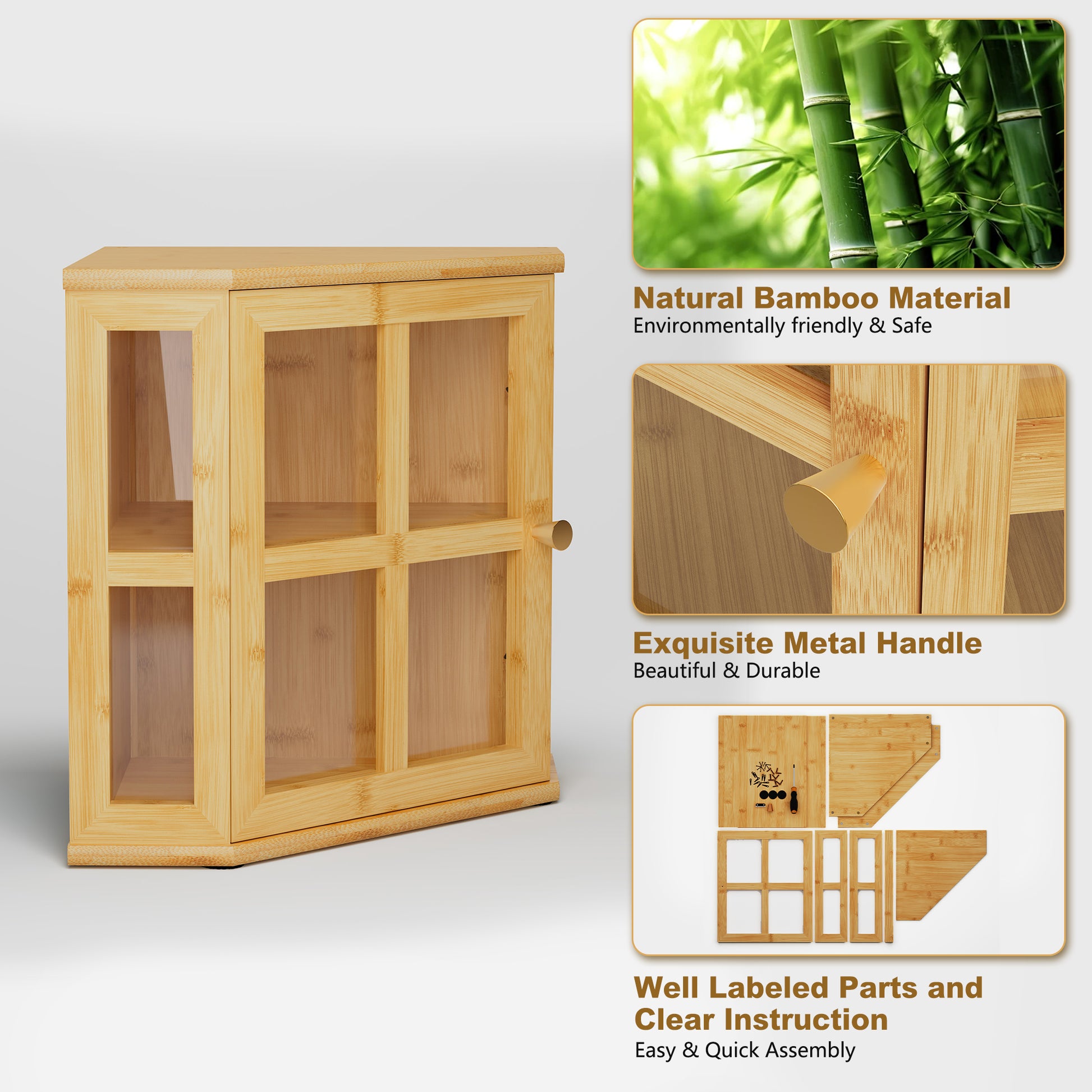 CBJCBJ Bamboo Bread Box, 2-Tier Countertop Storage Rack, Modern Retro Pantry Decor,Wood