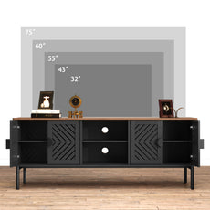 CBJCBJ Modern Mid Century 63" TV Stand for 70" TV with Storage, Entertainment Center for Living Room,Black