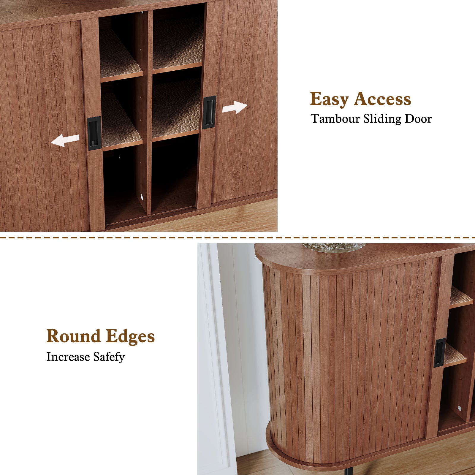 CBJCBJ 47" Sideboard Buffet Cabinet with Storage, Modern Accent Cabinet for Dining Room, Brown