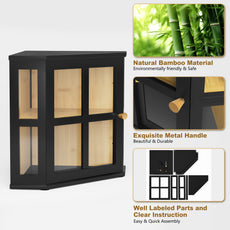 CBJCBJ Bamboo Bread Box, 2-Tier Countertop Storage Rack, Modern Retro Pantry Decor,Black
