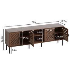 CBJCBJ Modern Mid Century 70" Large TV Stand for 80" TV, Entertainment Center with Storage, Walnut
