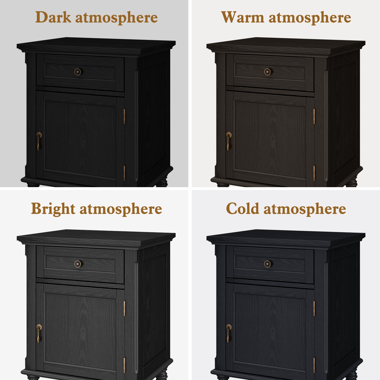 HLR® 25"H Nightstands Set of 2, Modern Retro Bedside Table with Drawer, End Table for Bedroom