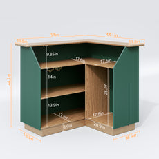 HLR L-Shaped Home Bar Cabinet with Fridge Space, 4-Tier Corner Bar Unit Wine Cabinet with Storage, Green