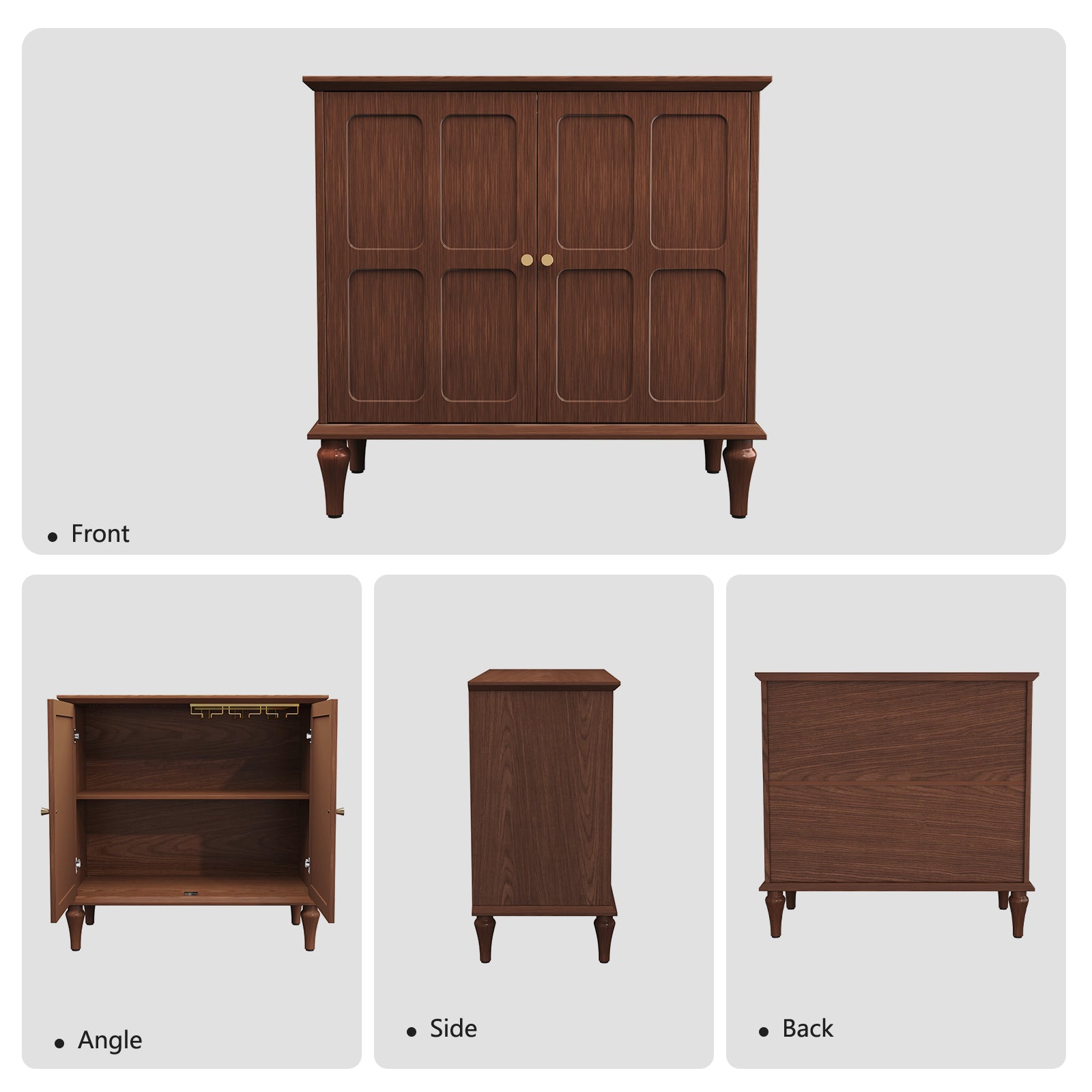 CBJCBJ 31.4"Mid Century Modern Sideboard Buffet Cabinet , Storage Cabinet with Adjustable Shelves, Accent Cabinet for Entryway, Dining Room, Brown